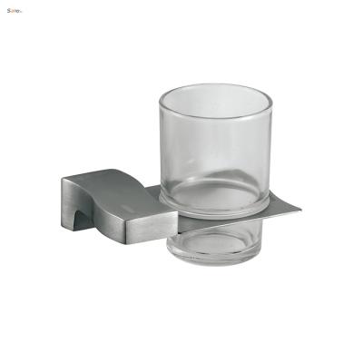 China Sustainable New Design Hotel Home Single Toothbrush Cup Holder Stainless Steel Tumbler Holder For Bathroom for sale