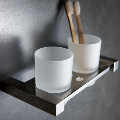 China Wholesale Wall Mounted Tumbler Holder Single Tumbler Holder Double Tumbler Holder Viable Best Price Wall Finished Glass Toothbrush Holder for sale