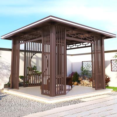 China Aluminum Alloy Outdoor Patio Garden Louvre Bioclimatic Pergolas Outdoor Motorized Gazebos for sale