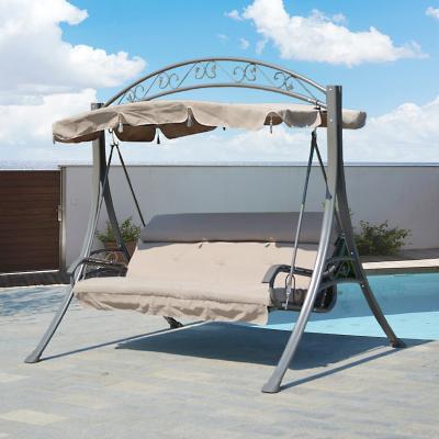 China Modern Cheap Price Leisure Garden Beach Metal Patio Traditional Wrought Iron Outdoor Patio Swings Seater Bench Swing Cushion Sets 3 for sale