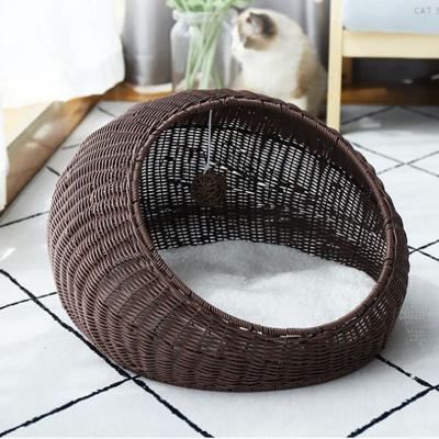 China Plastic Modern Elegance Natural Hand - Woven Cute Dog Bed Cave Cane Rattan Cat Furniture for sale