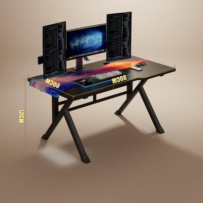 China Other Custom Ergonomic K Shaped Rgb Carbon Fiber Surface Computer Desk Gaming Table With Light for sale