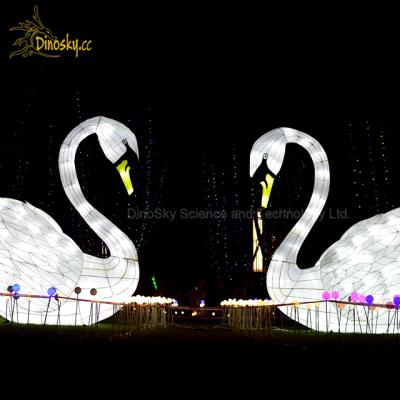 China Festival Decoration Romantic Swan Led Silk Chinese Lantern Festival Decoration for sale