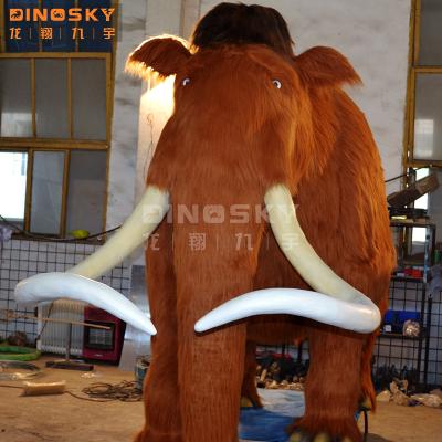 China Theme Park Life Size Realistic Fiberglass Sculpture Simulation Elephant Mammuthus In Amusement Theme Park for sale