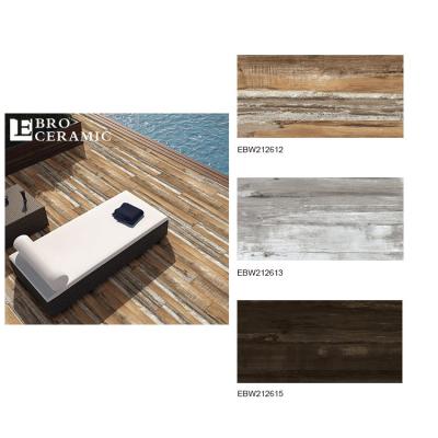 China Rustic Thick Outdoor Wood Parking And Patio Tiles 200x1200 2cm Large Grain Porcelain Paver Landscaping Tile for sale