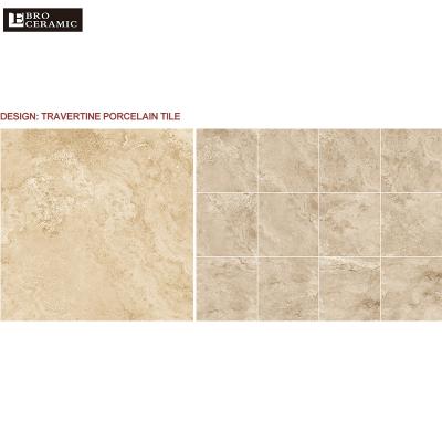 China Rustic Deep Beige Travertine Look Anti Slip Ebro Tile And Porcelain Tile Exterior Floor Tiles 600x600x10 600x600x20 for sale