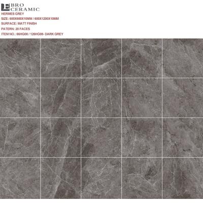 China Marble Flooring Color Tiles 60x60 60x120 Bathroom Floor And Wall Tiles Matte Finish Rustic Dark Gray And White Tile for sale