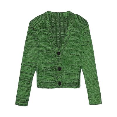 China Anti-pilling 2023 cropped long sleeve: Front Button Knit Cardigan heathered for sale