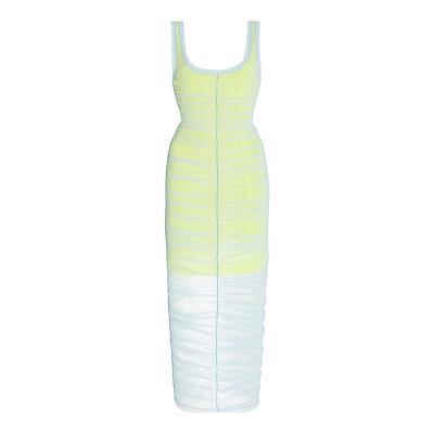 China 2022 New Arrivals Anti-Static Double Layer Spaghetti Strap Mesh Stacked Bodycon Midi Dresses Sexy Women for sale