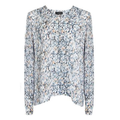 China Anti-pilling High Quality Casual Floral Print Long Sleeves V-Neck Tops Ladies Shirt Customized Oversized Blouse For Women for sale