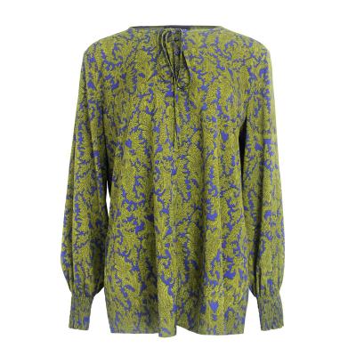 China Anti-Wrinkle OEM Customized Lady Long Sleeve Fashion Elegant Blouse Floral Print Button Down Shirt for sale