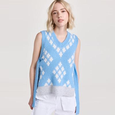 China Anti-pilling 2023 autumn and winter casual loose sleeveless V-neck knitted vest women's coat knitted vest tops sweater vest for sale