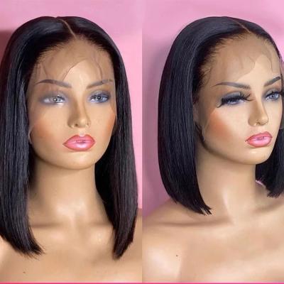 China Hair Lace Frontal Wig Pre Plucked 13*4 4*4 Lead Hair Wigs Hd Natural Swiss Brazilian Straight Lace Front Short Hairline Wigs for sale