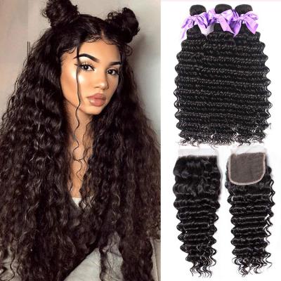 China Curly Curly Wholesale Sellers 100% Peruvian Virgin Human Hair Unprocessed Remy Natural Weave Bundles Cuticle Aligned Hair With Closure for sale