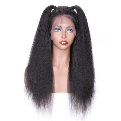 China Silky Straight Wave New Designed 100% Brazilian Virgin Human Hair Natural Curly Straight Sheer Swiss Lace Frontal Wig For Black Women for sale