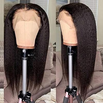 China Factory Price 150% Density Silky Straight Lace Front Wigs 10A Grade Remy Brazilian Human Kinky Straight Wig With Baby Hair for sale