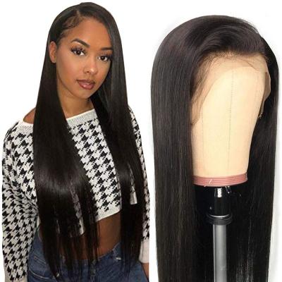 China Wholesale 100% Natural Color Brazilian Silky Straight Human Hair Straight Transparent Wave Lace Front Wigs With Baby Hair for sale