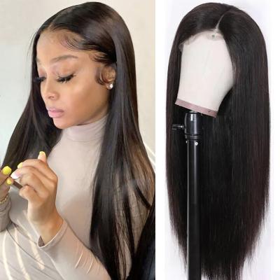 China Factory Price 100% Factory Price 100% Silky Straight Remy Human Hair Pre Plucked Curly Straight Invisible Cuticle Aligned Hair Lace Front Wig For Black Women for sale