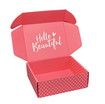 China High quality matte apparel packaging beauty materials pink corrugated paper subscription ad box recycled corrugated paper shipping custom for sale