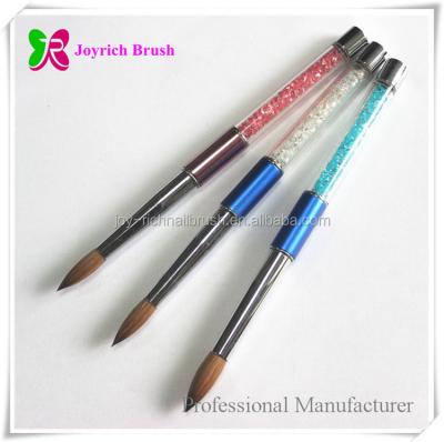 China Kolinsky acrylic nail brush different color rhinestone nail art brush nail art brush for sale