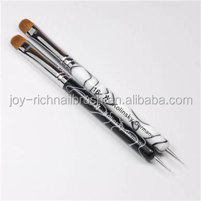 China Kolinsky Nail Art Brush Marble Handle Nail Brush French Hair Brush for sale