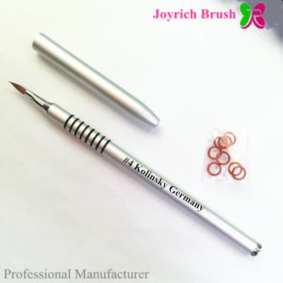 China Silver NAIL Metal Carving Nail Brush with Available Rings Kolinsky Nail Design Brush for sale