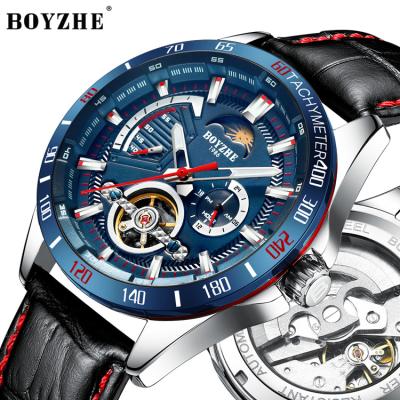 China New men's watch OEM logo boyzhe custom mechanical high quality automatic wristwatches date mechanical watch for sale