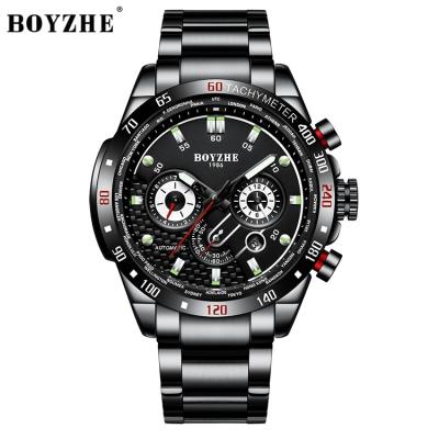 China BOYZHE Automatic Date Fashion Tourbillon Casual Skeleton Men's Watch Mechanical Movement Watch for sale