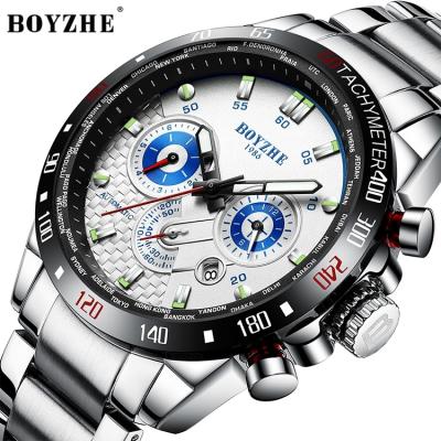 China BOYZHE Date BOYZHE Stainless Steel Business Men Automatic Mechanical Skeleton Tourbillon Luminous Watch for sale