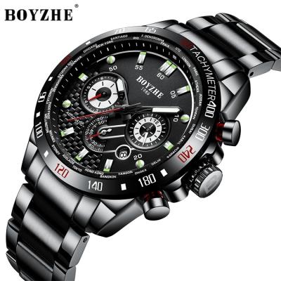 China BOYZHE Premium Black Hardness Mineral Glass Dial Automatic Mechanical Skeleton Automatic Date Men's Watch for sale