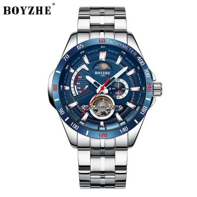 China BOYZHE High Quality Automatic Tourbillon Mechanical 3atm Men's Waterproof Skeleton Automatic Watch for sale