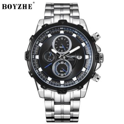 China Hot Selling Automatic Date BOYZHE Black Dial With Blue 30M Waterproof Full Automatic Skeleton Mechanical Watch for sale