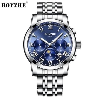 China Boyzhe Auto Date Fashion Men's Watch Custom Logo Tourbillon Movement Mechanical Automatic Watch for sale