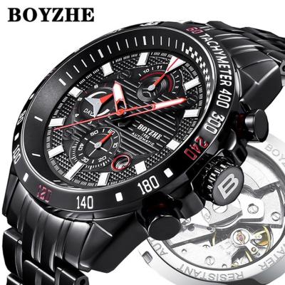 China Automatic date BOYZHE stainless steel watches for men sport automatic mechanical watches for sale