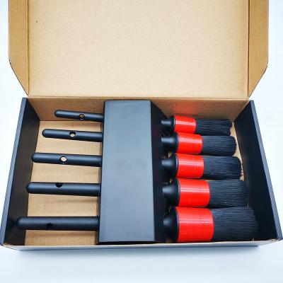 China Plastic+Synthetic Hair Master D71025 Experienced Auto Detailing/Cleaning Hair Detailing Brush Factory Soft Round Brush Car Plastic Handle Brush 5PCS for sale