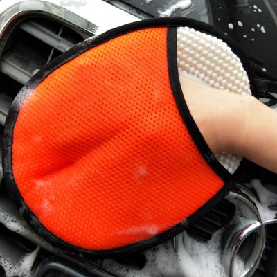 China Microfiber Master D71235 Factory Sale Microfiber Ultra Soft Scratch Free Wash Glove With Mesh for sale