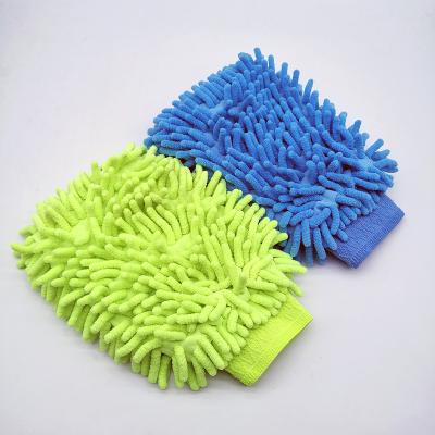 China Chenille Microfiber Head Scratch M71200 Car Wash Chenille Microfiber Wash Mitt Large Size Free Detailing Mitt No Thumb for sale