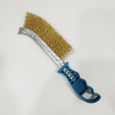 China Industrial Cleaning Master D53005-1 Rust Cleaning Brush Plastic Handle Brass Steel Wire Brush for sale