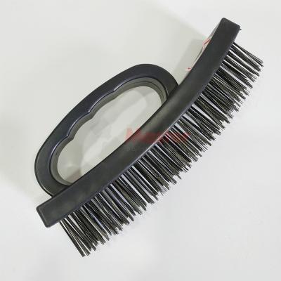 China Rust master D53004 handle wire rust cleaning brushsteel plastic wire brush/scratch brush for sale