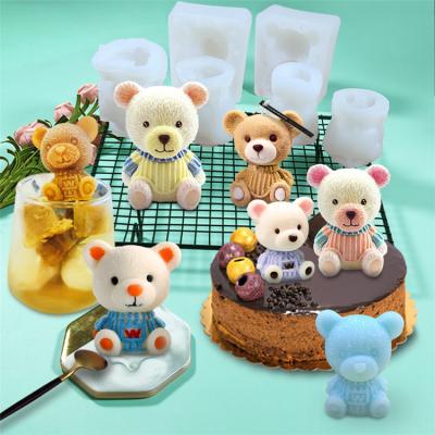 China Viable 3D Ice Cube Maker Little Teddy Bear Shape Chocolate Cake Mold Tray Ice Cream DIY Tool Whiskey Wine Cocktail Silicone Mold for sale