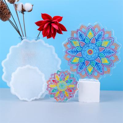 China Sunflower Viable Coaster DIY Crystal Resin Mold Silicone Tray UV Dish Molds for sale