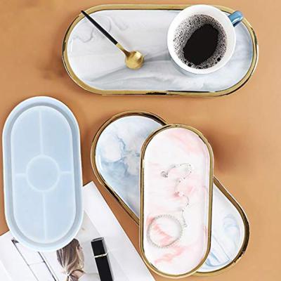 China Flexible Silicone Tray Mold Epoxy Resin er MCraft Clay Resin Molds DIY Ashtray Mold Viable Concrete Oval Coaster Square for sale