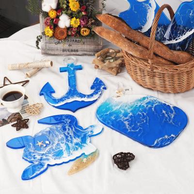 China Sea Series Turtle Anchor Whale Rectangle Shape Viable Coaster Tray Silicon Epoxy Resin Molds For Resin Crafts for sale