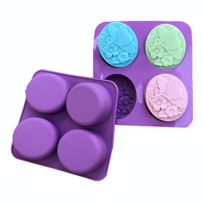 China Viable 4 Cavaty Butterfly Flower Pattern Soap Mold Silicone Soap Making Mold for sale