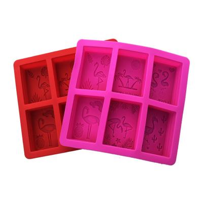 China 6 Cavaty DIY Handmade Silicone Soap Mold Viable 110g Molde Jabon Flamingo With Logo for sale