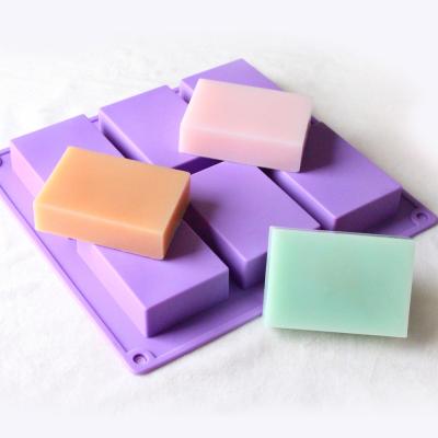 China Sustainable 6 Cavity Silicone Molds Simple Handmade 3D Soap Rectangle DIY Handmade Soap Shape Tray Mold For Making Soap for sale