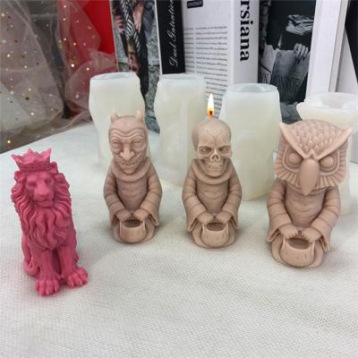 China Sustainable 3D Demon Eagle Lion Totem Candle Silicone Mold Handmade Aromatherapy Candle Silicone Mold for sale