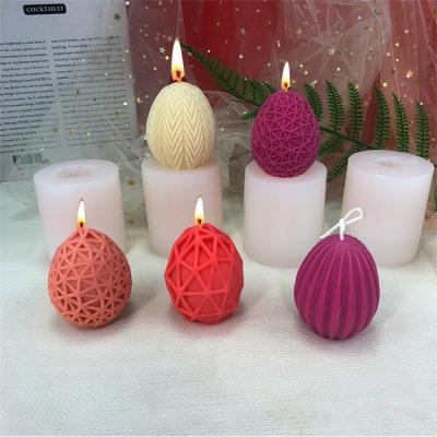 China Viable Geometric Easter Egg Silicone Candle Mold For Desktop Decoration Gypsum Chocolate Aromatherapy Candle Silicone Mold for sale