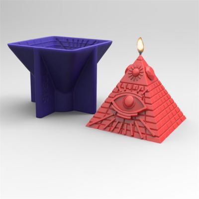 China Viable Handmade DIY Aromatherapy Pyramid Seer Eye Candle Silicone Mold for sale