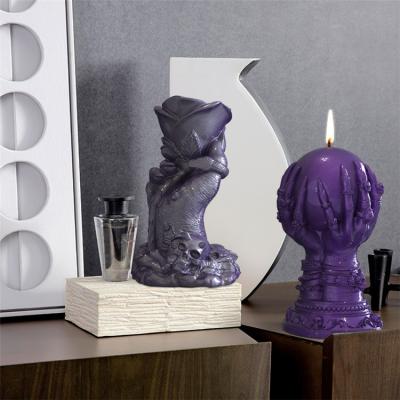 China Viable Creative Rose Hand Silicone Candle Mold DIY Ghost Claw Demon Molding Candle Making for sale